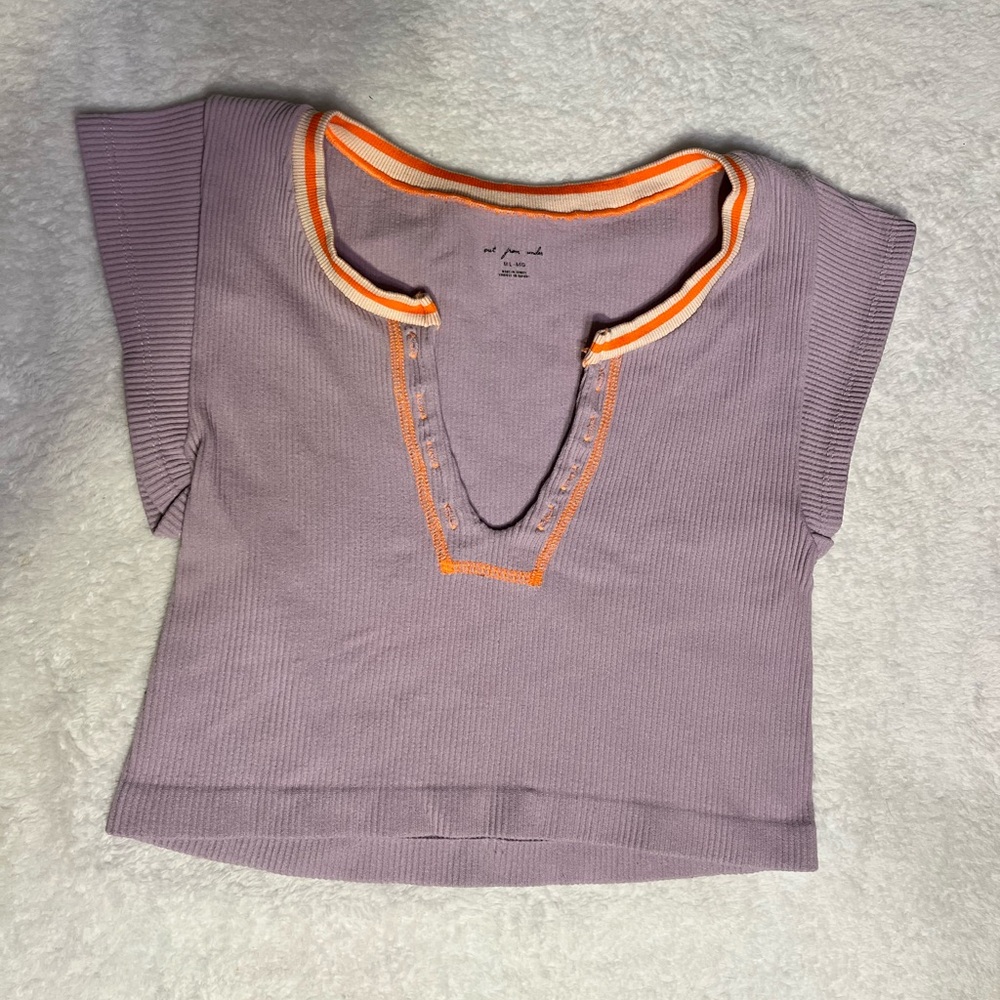 Urban Outfitters Lavender Crop Top with Orange Trim